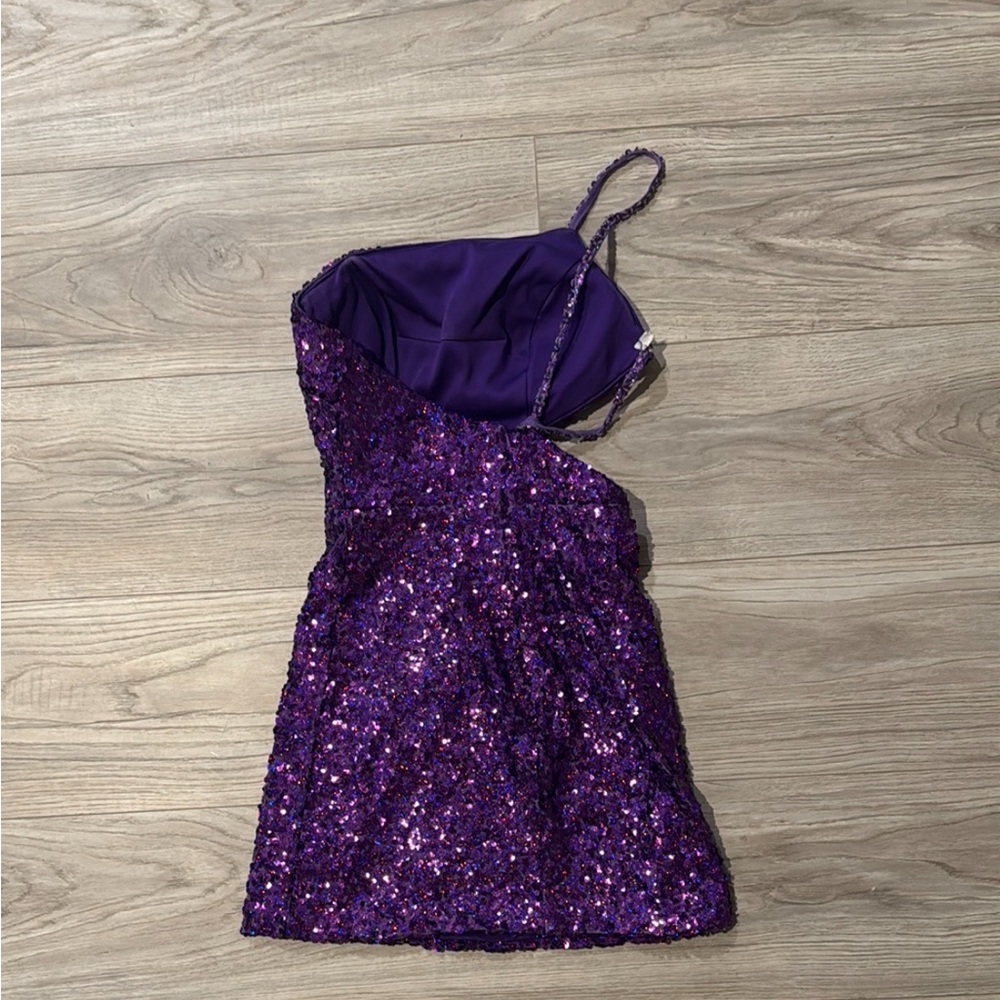 Jovani 00 Purple Glitter Cutout Dress! - Picture 2 of 4